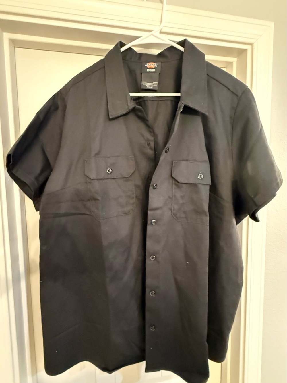 Men’s Dickies Black Short-Sleeve Button Down Shirt